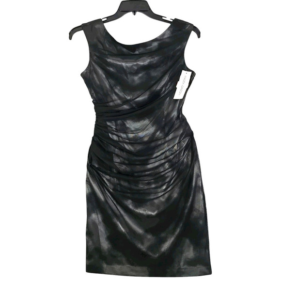 Maggy London ~Size 8~ Black/Silver Sheath Party Cocktail Evening Dress Lined NWT - Picture 1 of 14